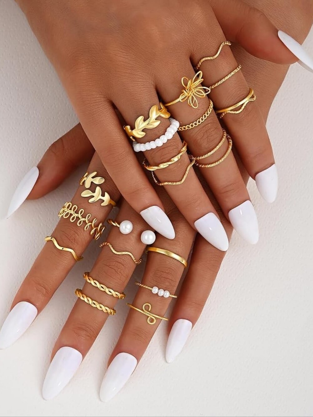 Gold Stackable Rings Set Gold Plated - Picture 3 of 6